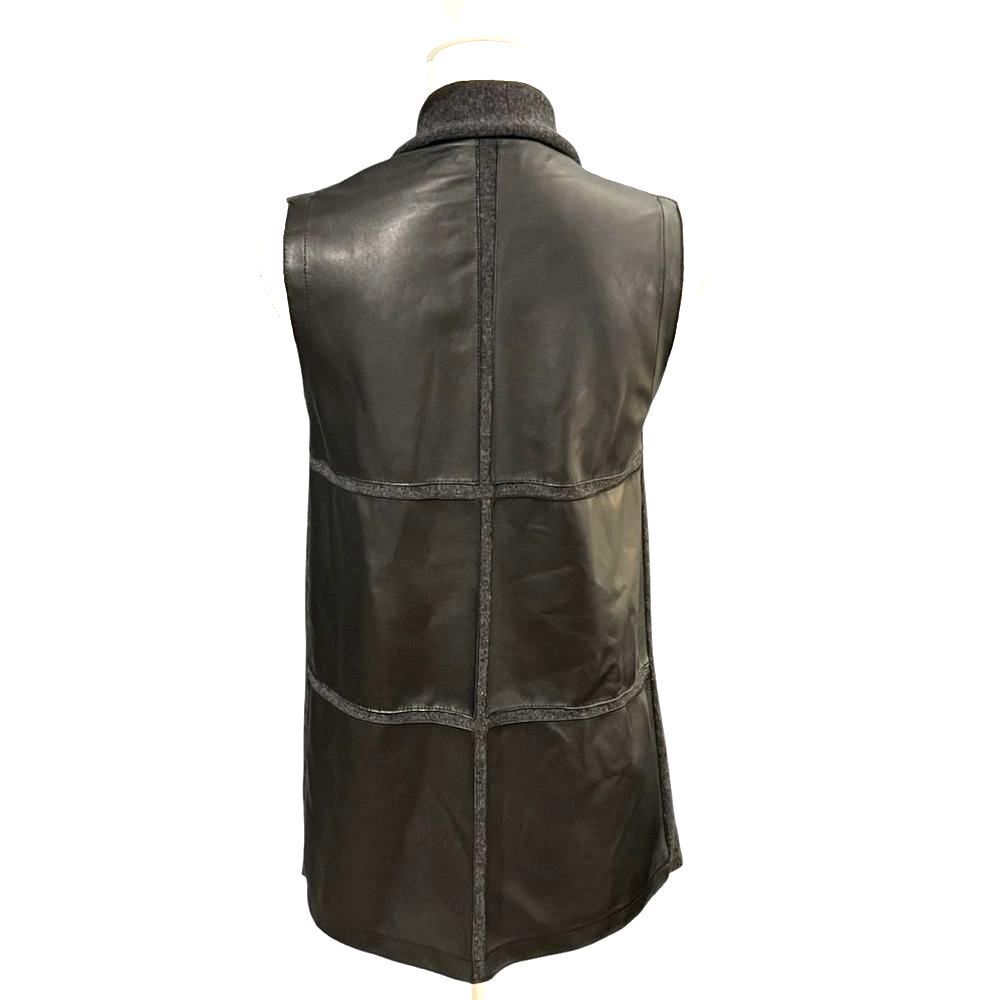 Lafayette 148 Wool Sweater Vest Cardigan S Leather Minimalist Capsule Wardrobe - Picture 2 of 10